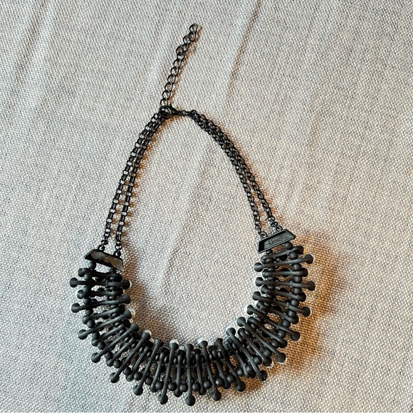 Egyptian Revival Bib Collar Necklace Faux Pearl & Gem Stone Pin Cushion Necklace - Picture 6 of 13